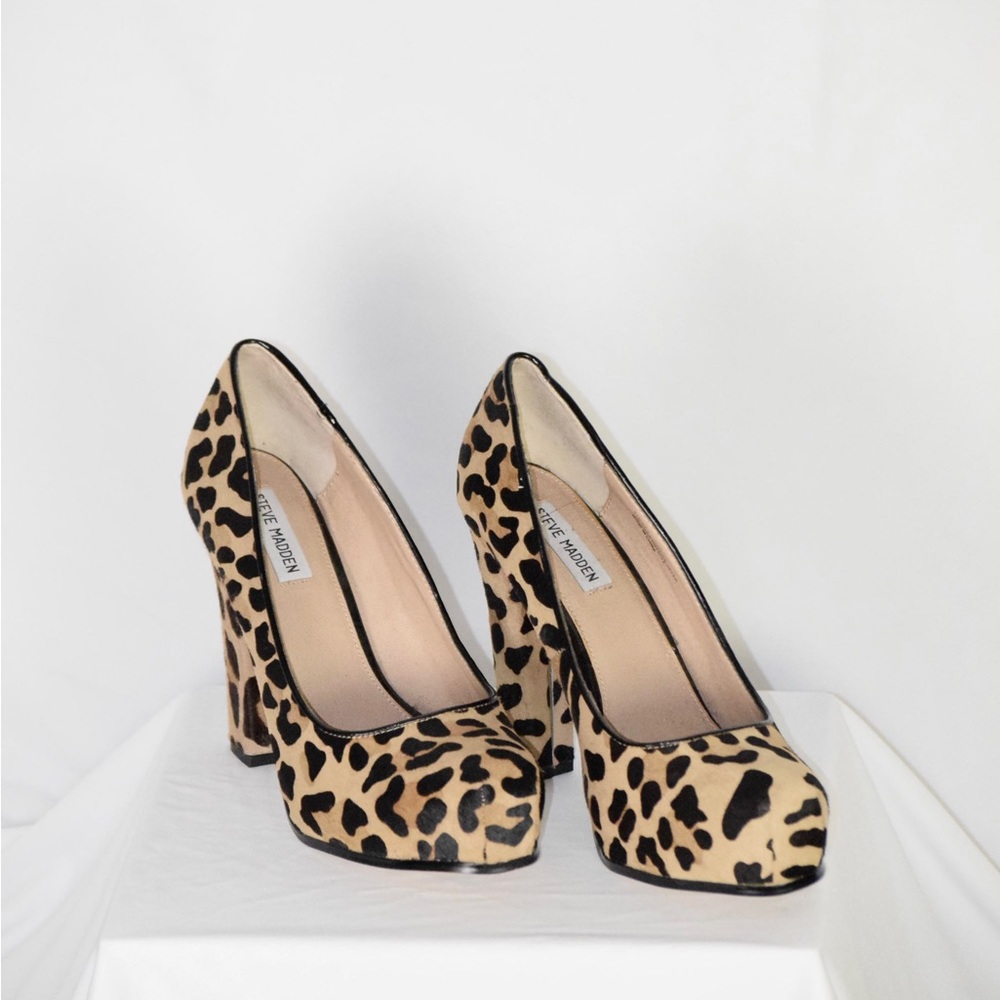 Nine West printed cow hair leather shoes